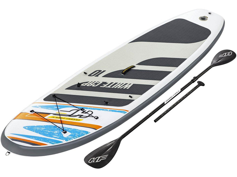 Laad afbeelding in galerijtoner, Zwart met wit sup board van Hydro Force met een zwarte peddel.