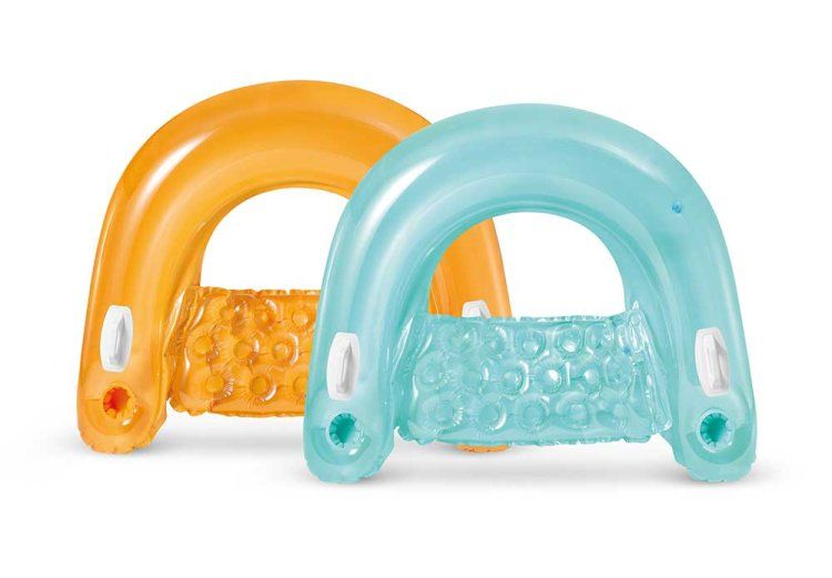 Laad afbeelding in galerijtoner, Blauwe en oranje Intex Sit 'n Float opblaasbare stoelen