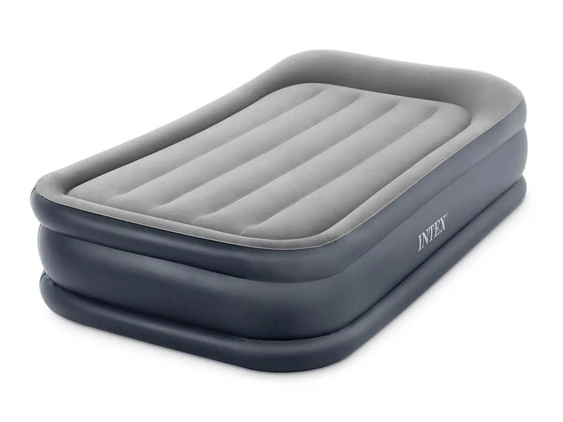Laad afbeelding in galerijtoner, Een grijze Intex Pillow Rest Deluxe Eenpersoons Luchtbed