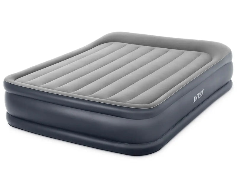 Laad afbeelding in galerijtoner, Een grijze Intex Pillow Rest deluxe tweepersoons luchtbed