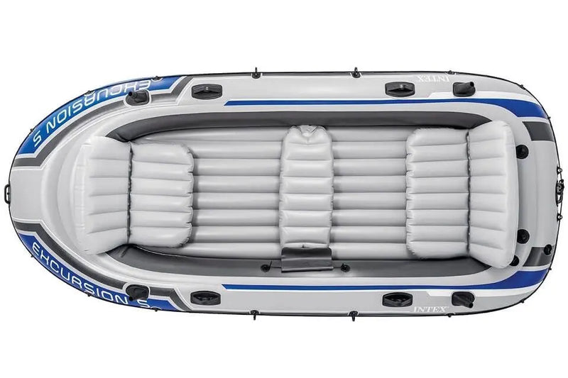 Laad afbeelding in galerijtoner, Grijze opblaasbare Intex Excursion 5 opblaasboot met drie zitjes