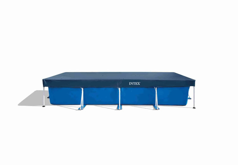 Laad afbeelding in galerijtoner, Blauw afdekzeil op een zwembad.