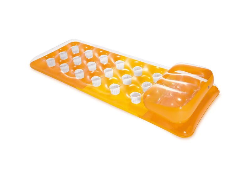 Laad afbeelding in galerijtoner, Achterzijde van oranje Intex pocket luchtbed.
