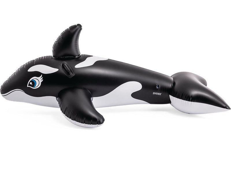 Laad afbeelding in galerijtoner, Zijkant van zwart met witte opblaasbare orka van Intex