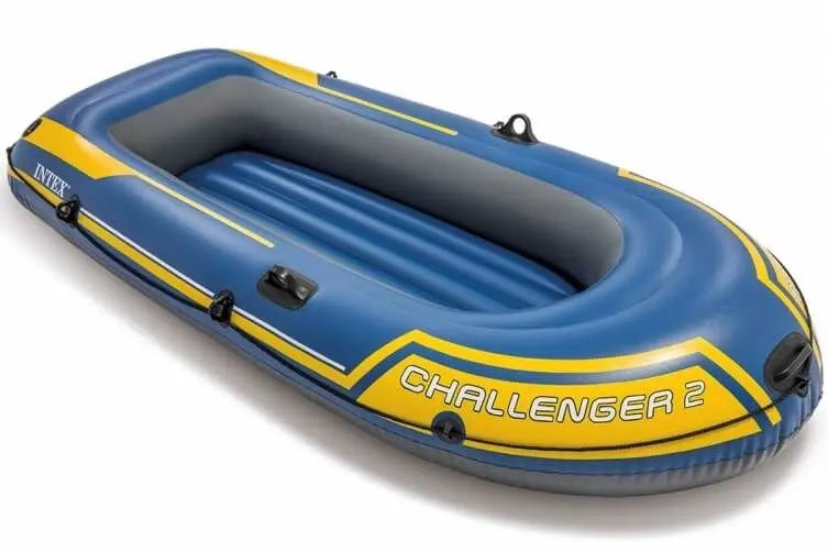 Laad afbeelding in galerijtoner, Blauw met gele Intex Challenger 2 opblaasboot
