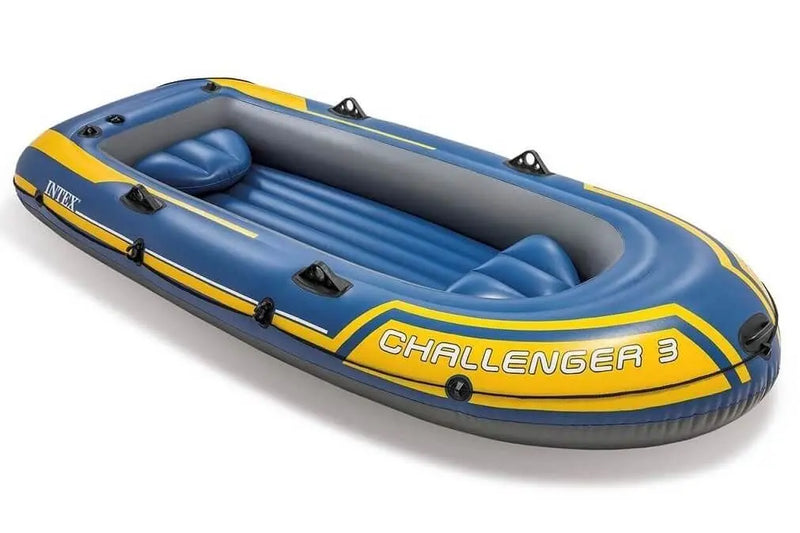 Laad afbeelding in galerijtoner, Blauw met gele Intex Challenger 3 opblaasboot
