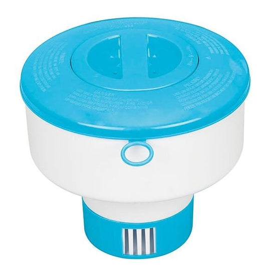 Blauw met witte Intex chloordrijver