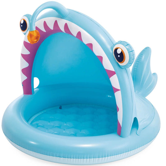 Blauw opblaasbaar Intex kinderzwembad in de vorm van een lichtvis