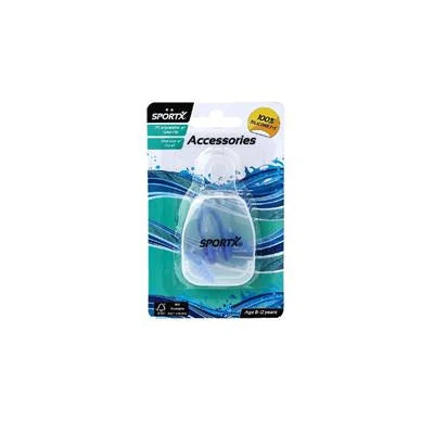 Laad afbeelding in galerijtoner, Blauwe oorpluggen en neusclip van SportX in een kartonnen verpakking
