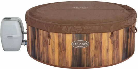 Bruine opblaasbare spa met een bruine cover