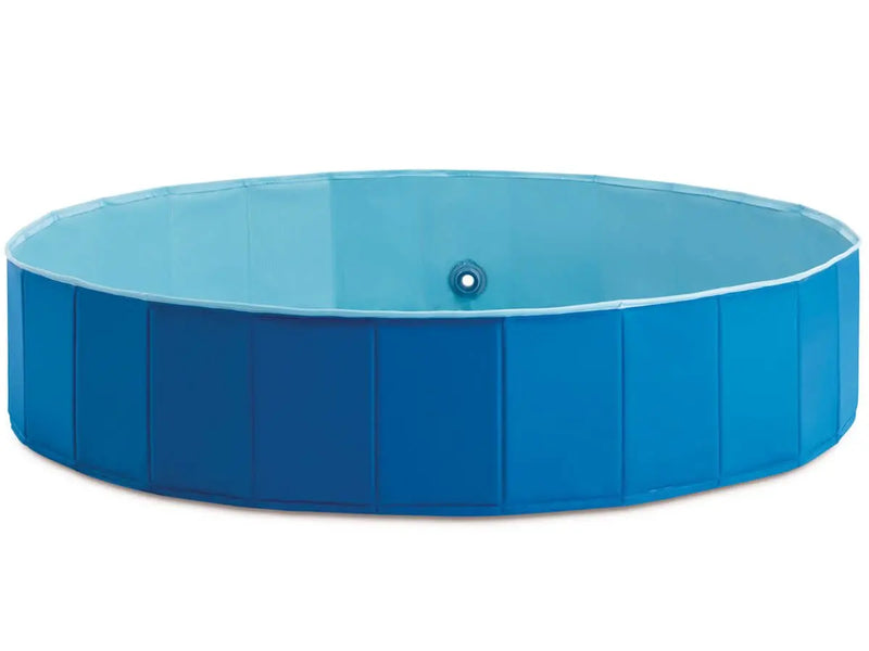 Laad afbeelding in galerijtoner, Een blauw rond opvouwbaar hondenzwembad van Intex
