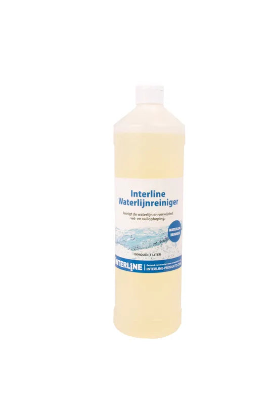 Een fles Interline waterlijnreiniger van 1 liter
