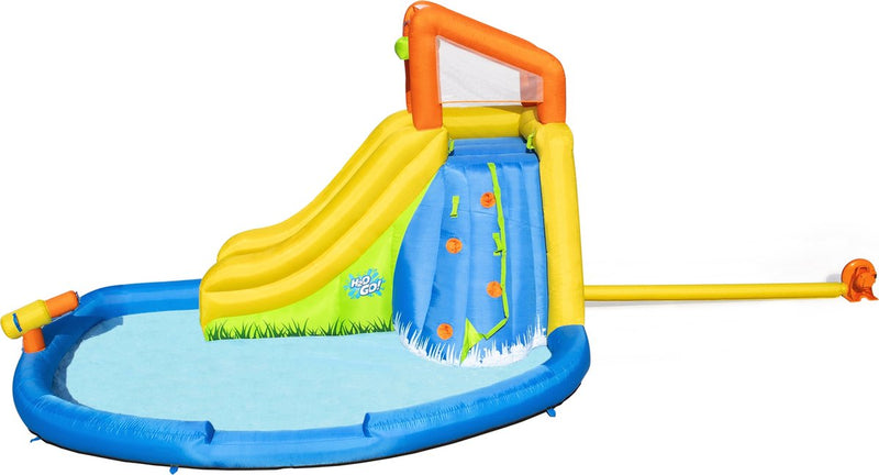 Laad afbeelding in galerijtoner, Geel waterpark met glijbaan en klimwand
