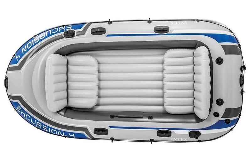 Laad afbeelding in galerijtoner, Grijze Intex Excursion 4 opblaasboot met twee zitjes
