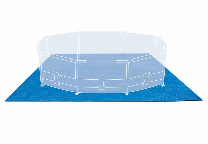 Blauw grondzeil voor zwembaden.