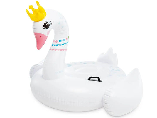 Witte opblaasbare zwaan met kroon.