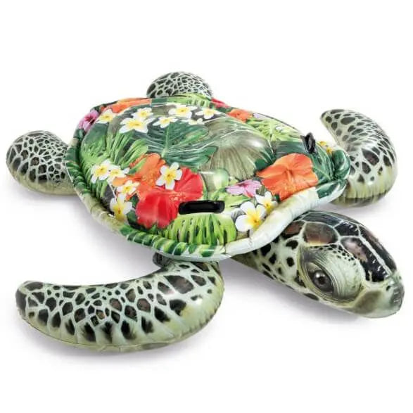 Zijaanzicht van een opblaasbare schildpad.