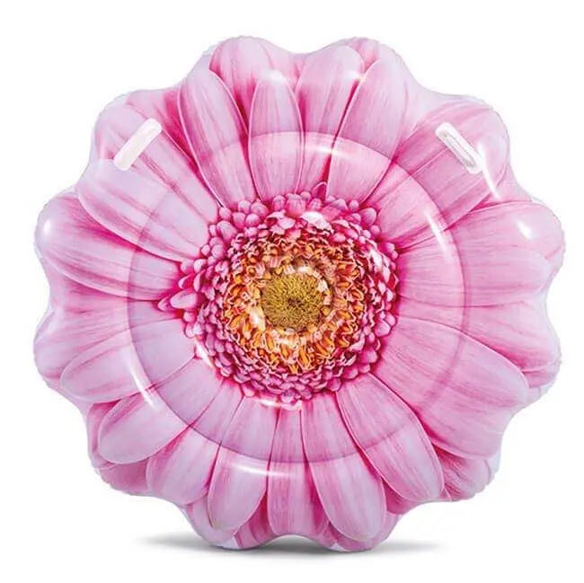 Vooraanzicht van het luchtbed in bloemvorm.