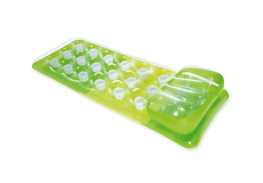 Achterzijde van groen Intex pocket luchtbed.