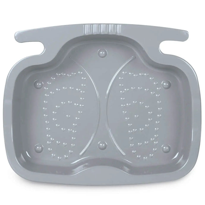 Het Voetenbad van Intex is een grijs plastic voetenbad met anti-slip bulten aan de onderkant en handgrepen aan elke kant.