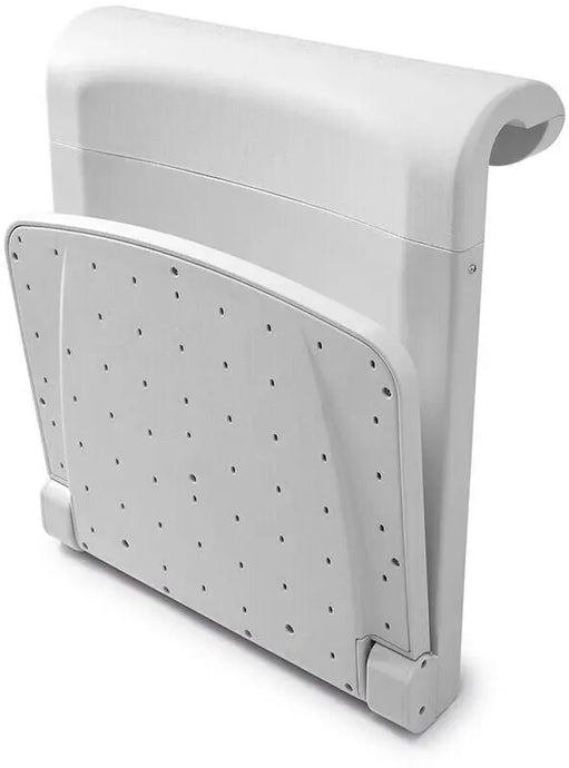 De Intex Zwembadstoel van Intex is een witte, opklapbare wanddouchestoel met geperforeerd oppervlak voor waterafvoer, ideaal als comfortabele zitplek na een duik in het zwembad.