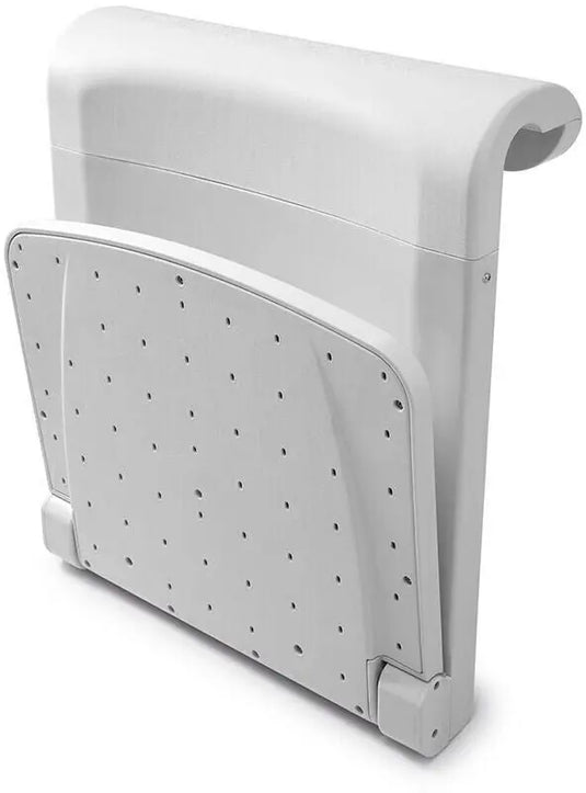 De Intex Zwembadstoel van Intex is een witte, opklapbare wanddouchestoel met geperforeerd oppervlak voor waterafvoer, ideaal als comfortabele zitplek na een duik in het zwembad.