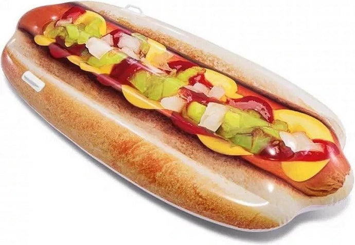 Luchtbed in de vorm van een hot dog.