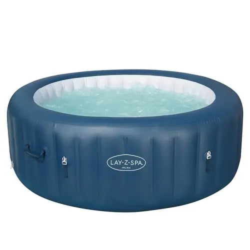 Donkerblauwe opblaasbare jacuzzi.