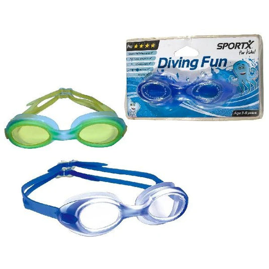 SportX Kids Chloorbril Pro 3-8 jaar in een blauwe en een groene variant