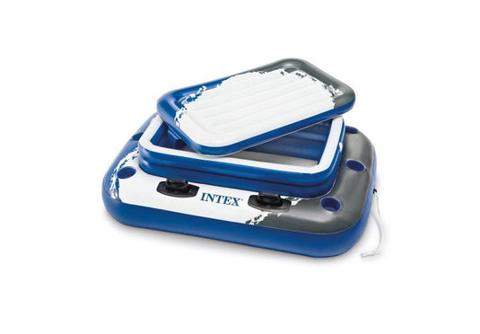 Wit met blauw en zwart opblaasbare drijvende Intex koelbox