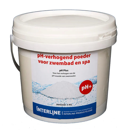 Witte emmer gevuld met 3KG Interline PH-plus poeder