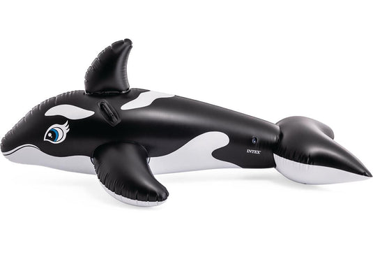 Zijkant van zwart met witte opblaasbare orka van Intex